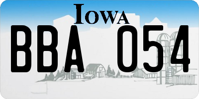 IA license plate BBA054