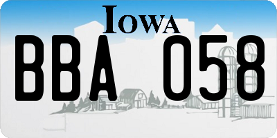 IA license plate BBA058