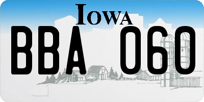 IA license plate BBA060
