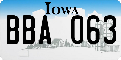 IA license plate BBA063