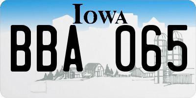 IA license plate BBA065