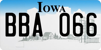 IA license plate BBA066
