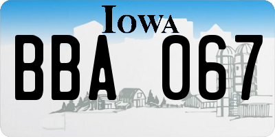 IA license plate BBA067