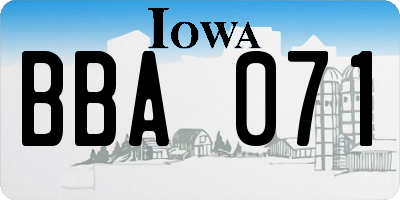 IA license plate BBA071
