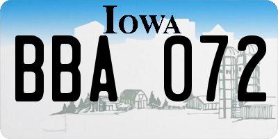 IA license plate BBA072
