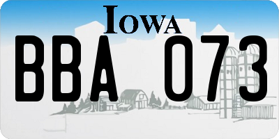 IA license plate BBA073