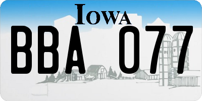 IA license plate BBA077