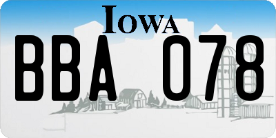 IA license plate BBA078