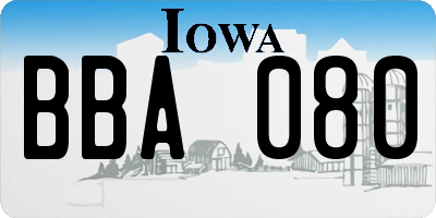IA license plate BBA080