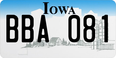 IA license plate BBA081
