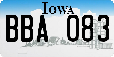 IA license plate BBA083