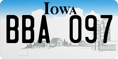 IA license plate BBA097