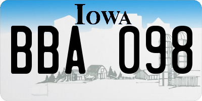 IA license plate BBA098