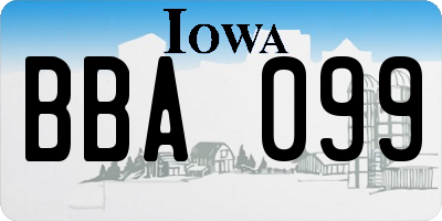 IA license plate BBA099