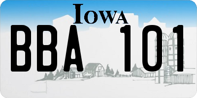 IA license plate BBA101