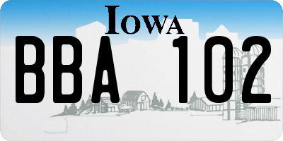 IA license plate BBA102