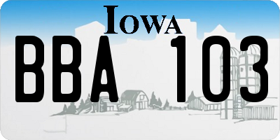 IA license plate BBA103