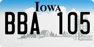 IA license plate BBA105