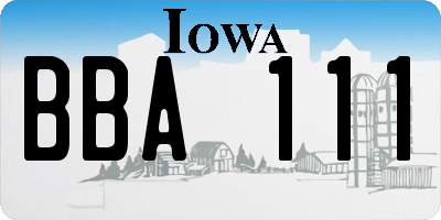 IA license plate BBA111