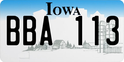 IA license plate BBA113