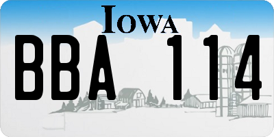 IA license plate BBA114