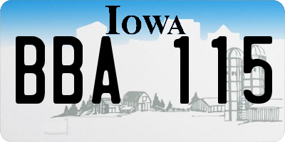 IA license plate BBA115