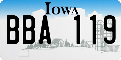 IA license plate BBA119