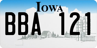 IA license plate BBA121
