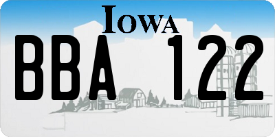 IA license plate BBA122