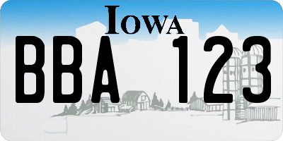IA license plate BBA123