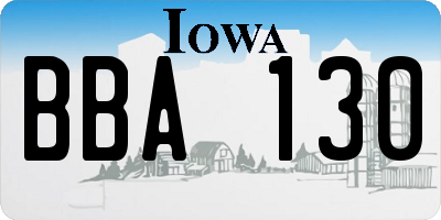 IA license plate BBA130