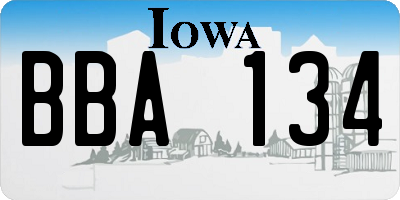 IA license plate BBA134