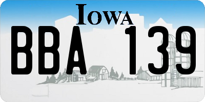 IA license plate BBA139