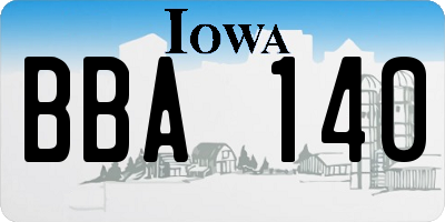IA license plate BBA140