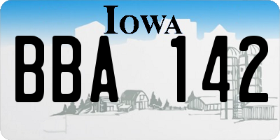 IA license plate BBA142