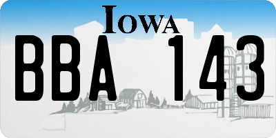 IA license plate BBA143