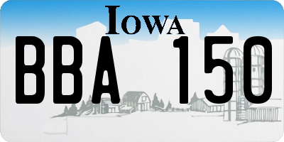 IA license plate BBA150