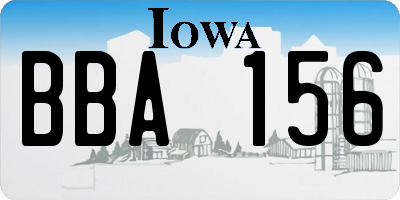 IA license plate BBA156