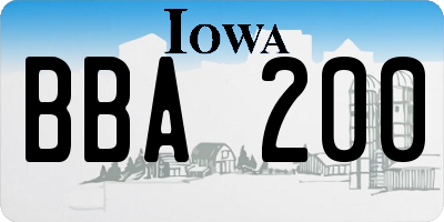 IA license plate BBA200