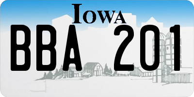 IA license plate BBA201