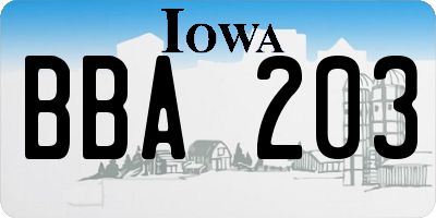 IA license plate BBA203