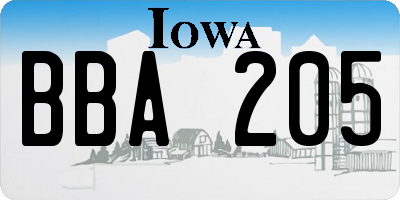 IA license plate BBA205