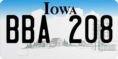 IA license plate BBA208