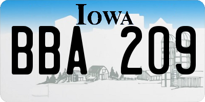 IA license plate BBA209