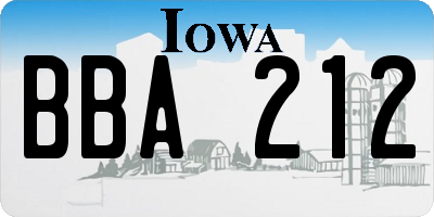 IA license plate BBA212