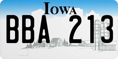 IA license plate BBA213