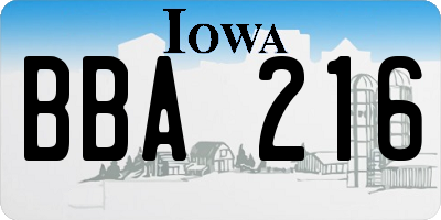 IA license plate BBA216