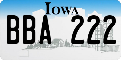 IA license plate BBA222