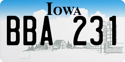IA license plate BBA231