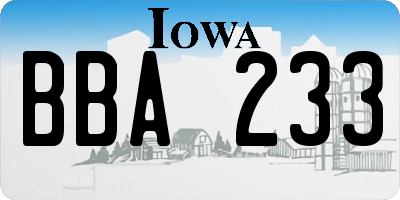 IA license plate BBA233